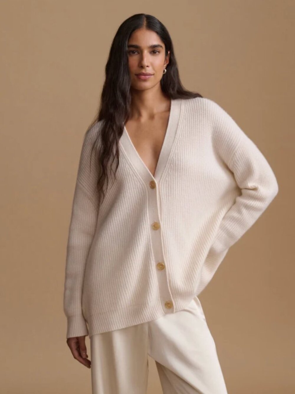 Jenni Kayne Cashmere Cocoon Cardigan in Beige